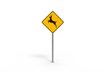 wild animal Sign Black Silhouette on Yellow Diamond Symbol Road Safety Wildlife Caution Awareness Transportation Route Motor Vehicle Driver Attention Required Trip Caution Warning Graphic