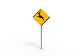 wild animal Sign Black Silhouette on Yellow Diamond Symbol Road Safety Wildlife Caution Awareness Transportation Route Motor Vehicle Driver Attention Required Trip Caution Warning Graphic