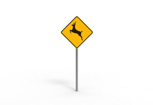 wild animal Sign Black Silhouette on Yellow Diamond Symbol Road Safety Wildlife Caution Awareness Transportation Route Motor Vehicle Driver Attention Required Trip Caution Warning Graphic