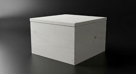 A light wood cube box with dovetail joints sits on a smooth black surface