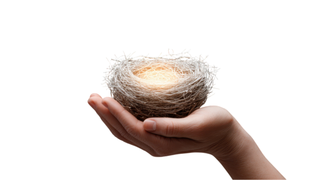 Empty Bird Nest in Hand: Symbol of Hope, Potential, and New Beginnings