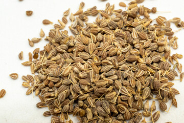 Caraway Seed Top View White Background