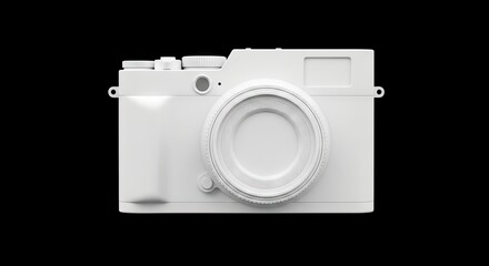 White camera on black Simple bright and centered in the frame