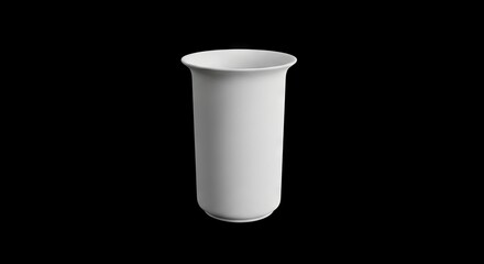 White ceramic vase centered against a black background with a simple elegant curved design