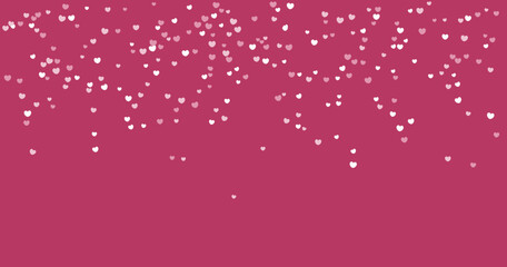 Herabfallende Konfetti Herzen auf dunkelrotem Grund