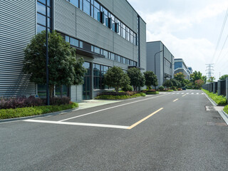 empty floor with modern office building