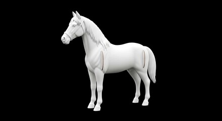 White horse figurine on a black background with two vertical slots