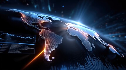 Glowing Digital Earth with Global Data Visualization