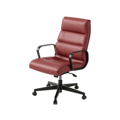 Fototapeta premium Ergonomic executive chair with red leather upholstery for workplace comfort