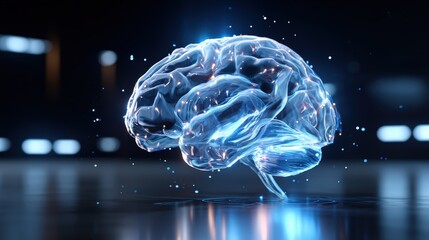 Glowing Digital Brain With Futuristic Neural Network Concept