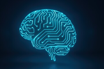 Fototapeta premium Digital Brain Illustration with Circuit Board Connections