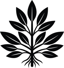 Minimalist plant silhouette drawing illustration for nature and botanical designs