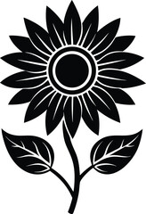 Elegant sunflower silhouette illustration for natural and floral graphic designs