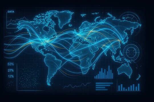 Global Digital Data Network Map Visualization