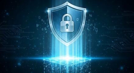 Digital Security A Shielded Lock Icon Representing Cybersecurity in Technology