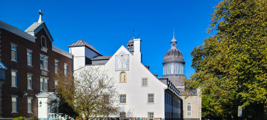 Rue des Ursuline, the oldest street in Trois-Rivières and Musée des Ursulines dome, Quebec, Canada