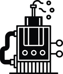 Industrial heater icon representing heating system and energy production machine