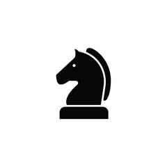 Flat vector icon of a chess knight symbolizing business strategy, leadership, intelligence, and smart decision-making. Perfect for corporate design, management, marketing, planning, success concepts.