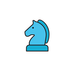 Flat vector icon of a chess knight symbolizing business strategy, leadership, intelligence, and smart decision-making. Perfect for corporate design, management, marketing, planning, success concepts.