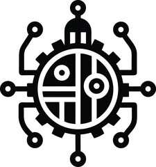 Obraz premium Steampunk gear with circuit board elements and mechanical eye design