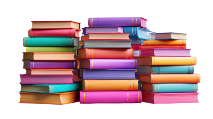 stack of colorful books on white background