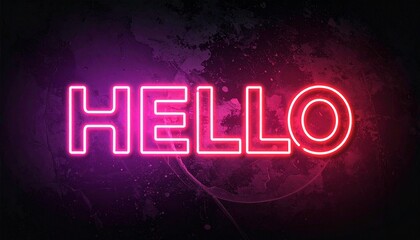 Neon Hello Text in Pink and Purple Symbolizing Digital Greeting and Editorial Styling for Lifestyle and Design Use