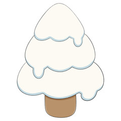 Snow Covered Pine Tree Illustration Elements