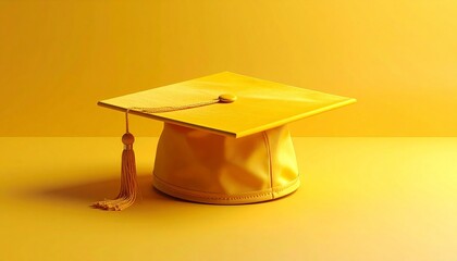 Yellow Graduation Cap with Tassel Symbolizing Academic Achievement and Editorial Styling for Education and Lifestyle Use