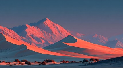 A desert landscape at sunset, highlighting nature's vastness, tranquility, and scenic beauty.