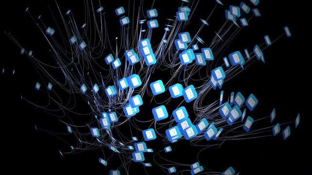 Clusters Email box icons form digital communication connection network - Powered by Adobe