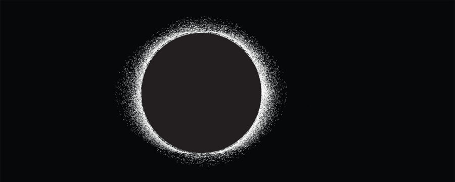 Solar eclipse .Star and moon in space. Futuristic landscape, with noise texture . Night landscape .Vector illustration