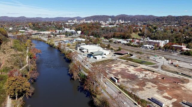one year after hurricane helene river arts district in asheville nc, north carolina