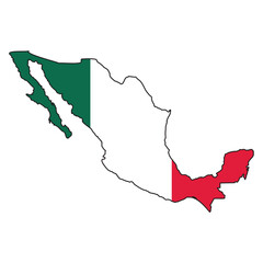 Mexico map with national flag colors symbolizing unity and identity