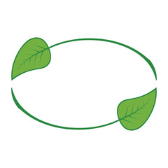 Eco cycle oval frame with green leaves and arrows for sustainability concept