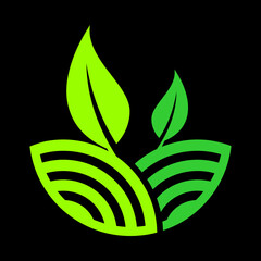 vector illustration of a green leaf icon on farm