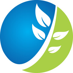 green leaf icon vector of a nature leaf circle colorfull logo