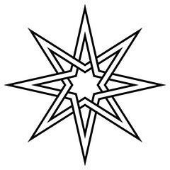 Complex star shapes layered in black and white symmetrical composition