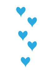 blue hearts on a white background,