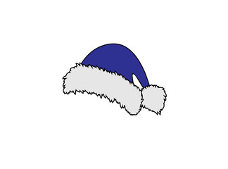 Santa's blue hat on a white background,