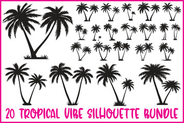 Palm Silhouette Clipart Set