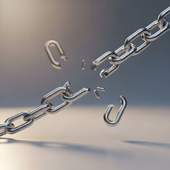 Obraz premium Broken Chain Metaphor Freedom Overcoming Obstacles Breaking Free Concept