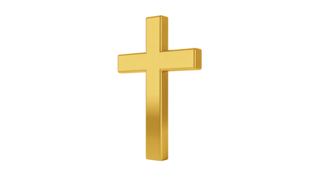Luxurious golden Christian cross symbol representing faith hope and salvation with elegant polished finish