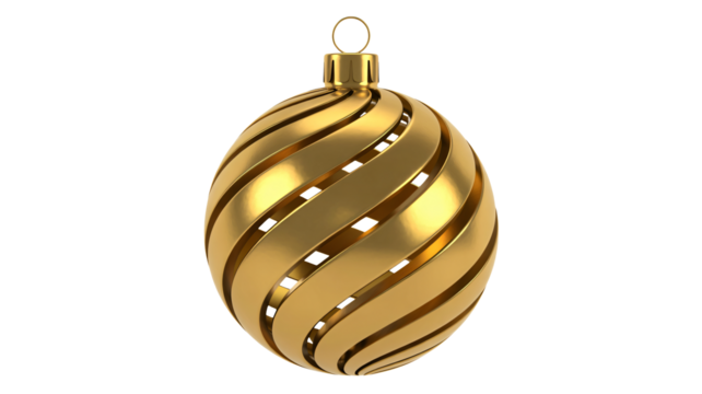 Elegant golden Christmas bauble with modern spiral design, perfect for festive holiday decor and luxury celebrations - Powered by Adobe