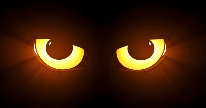 Creepy glowing eyes peer from the shadows