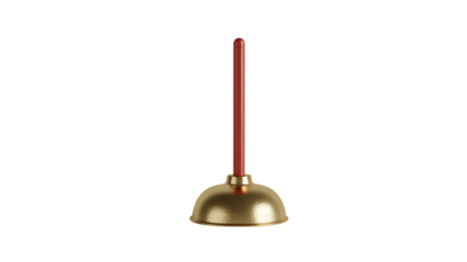 Elegant golden plunger with striking red handle offers a sophisticated solution for any plumbing emergency, blending style with utility.
