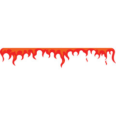 Fiery Red Orange Flame Border Element Against Transparent Background