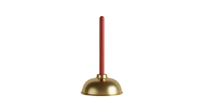Elegant golden plunger with striking red handle offers a sophisticated solution for any plumbing emergency, blending style with utility.