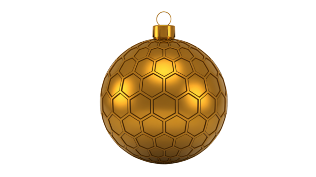 Stunning golden hexagon Christmas ornament gleams with festive elegance, perfect for holiday decor and seasonal designs
