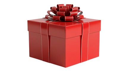 Fototapeta premium Vibrant red gift box with elegant ribbon and bow, perfect for any celebration, holiday, or special occasion surprise
