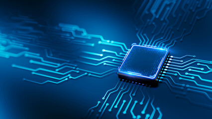 Circuit board, Central Computer Processor CPU concept - 3d rendering